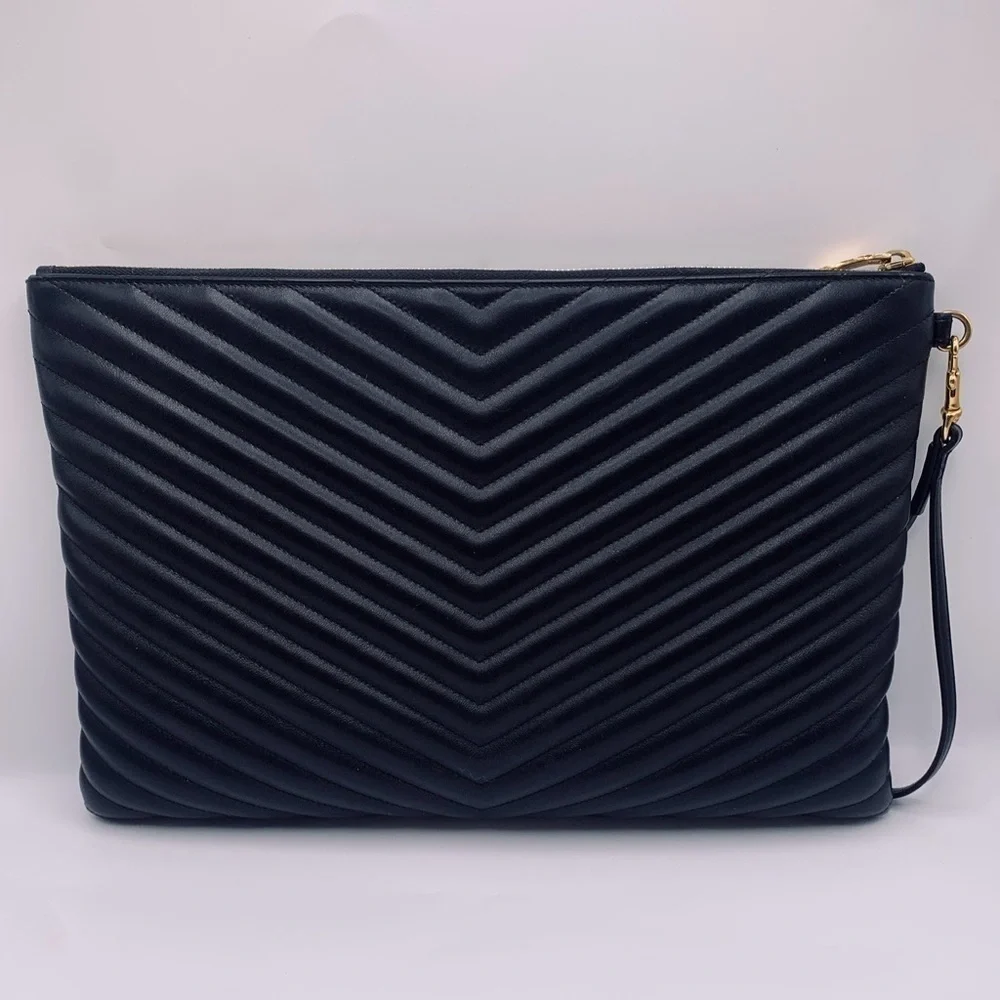 Saint Laurent Cassandre Matelasse Zip Pouch - Large Size